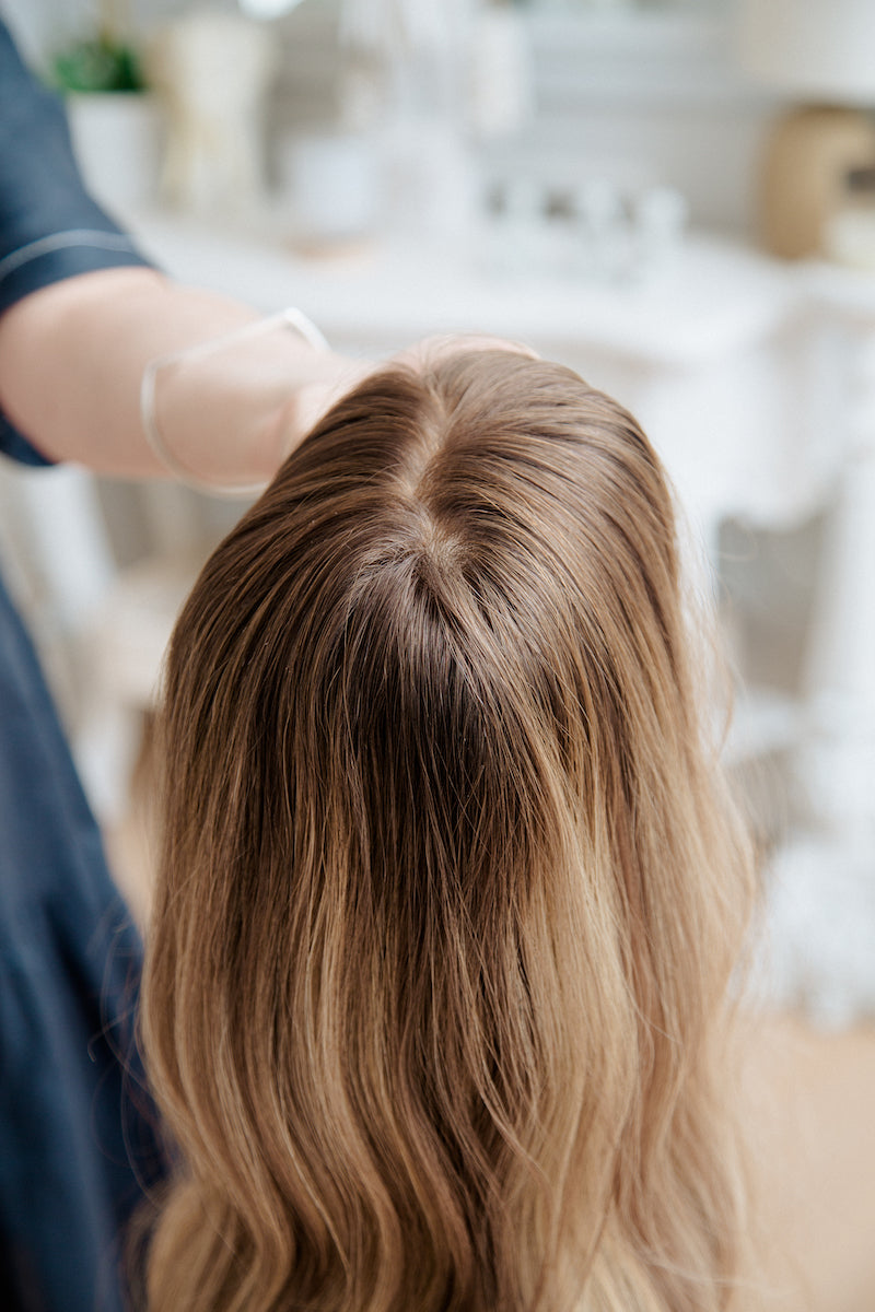 Annika | 16-18" | 100% Remy Human Hair | Hand-Tied Silk Top Wig | M Cap Size