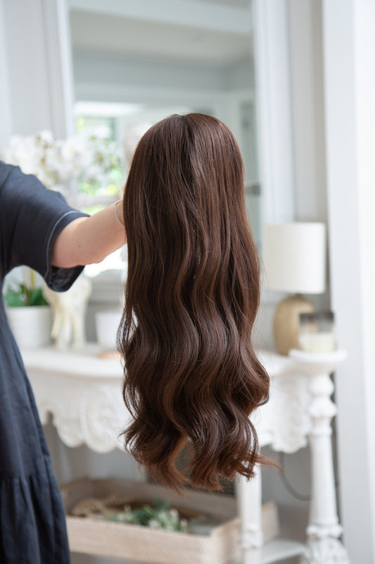 Miah | 8x8 Silk Base Human Hair Topper — Medium Brunette