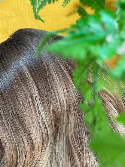 Silk Top Human Hair Wig – Brunette Blend (15–19”) (Leia)